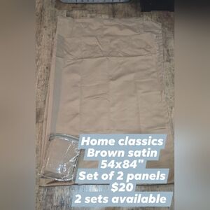 Home classics Brown satin curtains Like New!